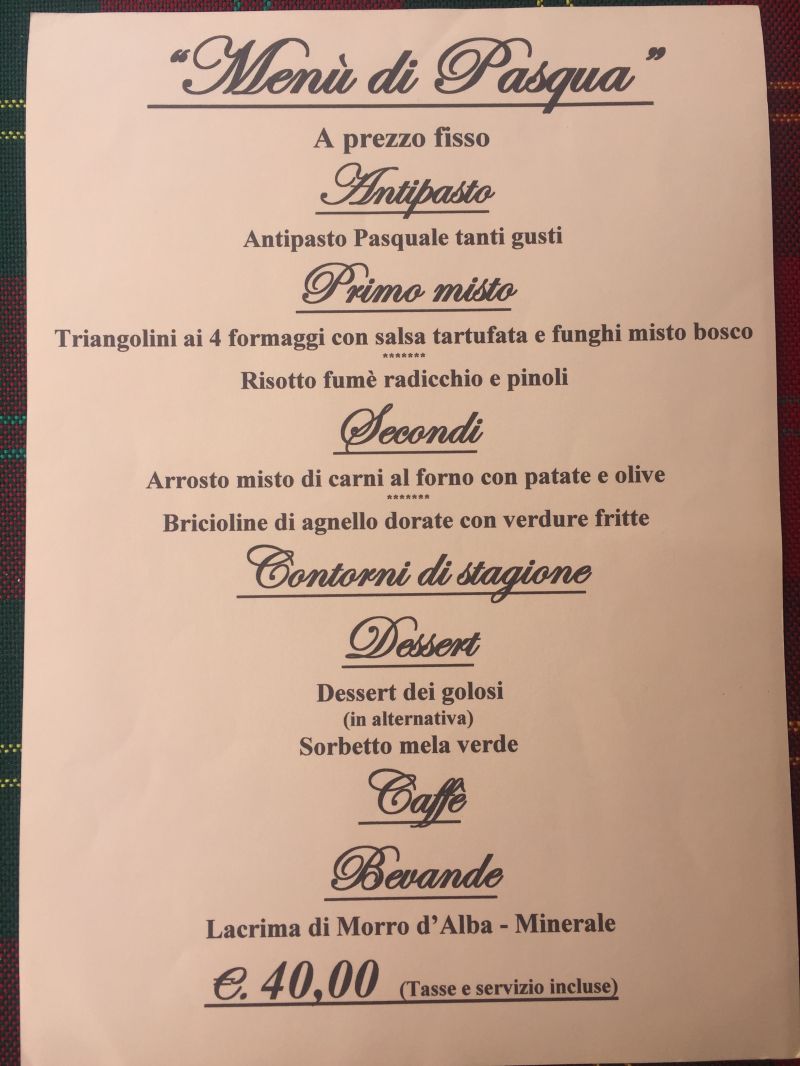 Menu' di Pasqua a Ancona SiHappy