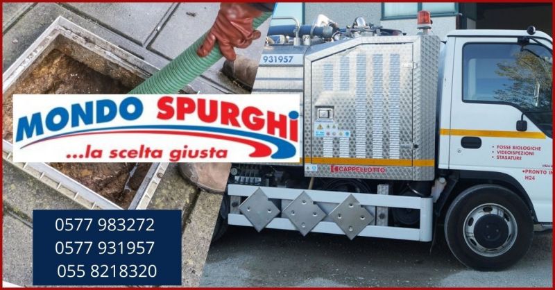 offerta servizio pulizia tubi di scarico e fosse biologiche in Toscana - MONDO SPURGHI