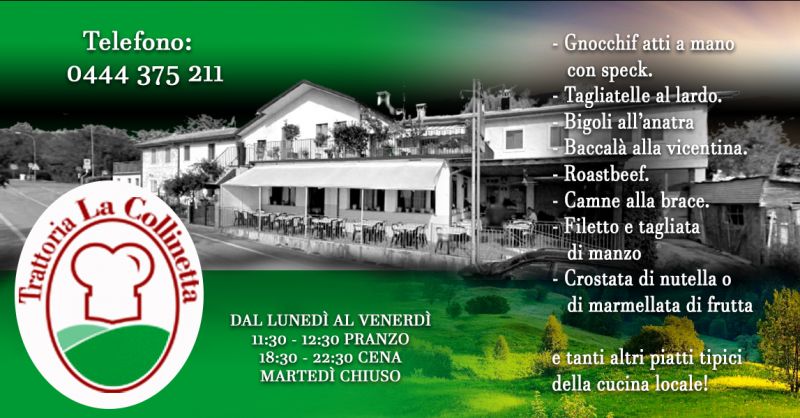 Promozione location per cene di gruppo in zona panoramica sui colli Vicenza - Offerta menù personalizzati per cerimonie