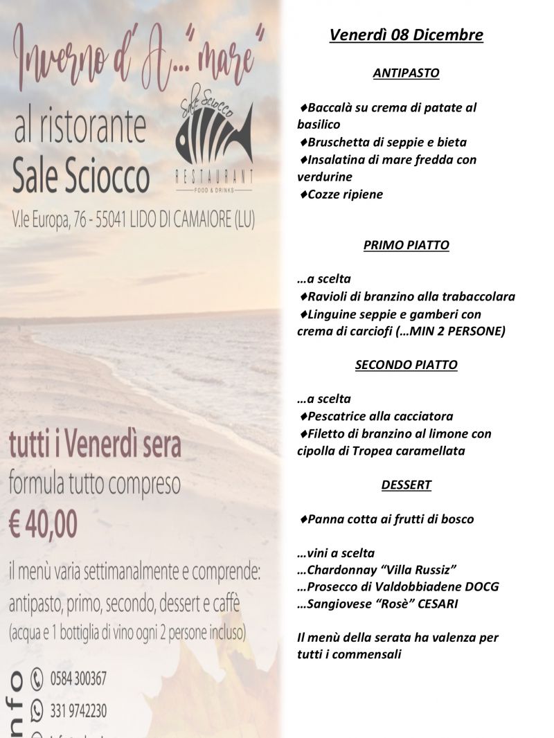 cene menù di pesce a prezzo fisso