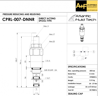 offerta valvola riduzione della pressione cod cr000001 atlantic fluid tech