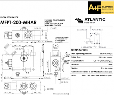 offerta regolatore di flusso codice mf000055 atlantic fluid tech tech