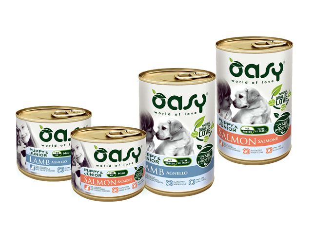 Cibo umido per cani Oasy Puppy Salmone e Agnello