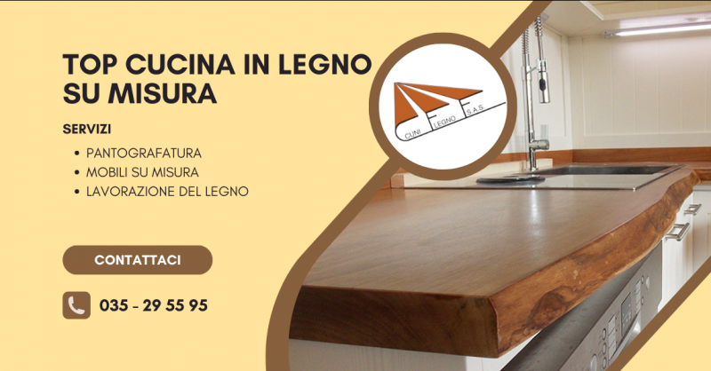 Offerta servizio specializzato realizzazione top cucina in legno su misura