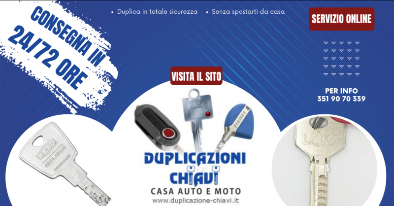 Offerta consegna chiavi a domicilio veloce con duplicazione online Roma
