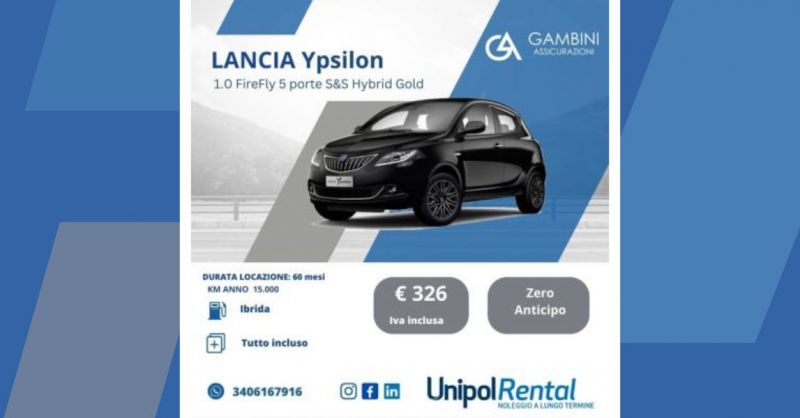 Promozione servizio noleggio a lungo termine Lancia Ypsilon ibrida a Terni
