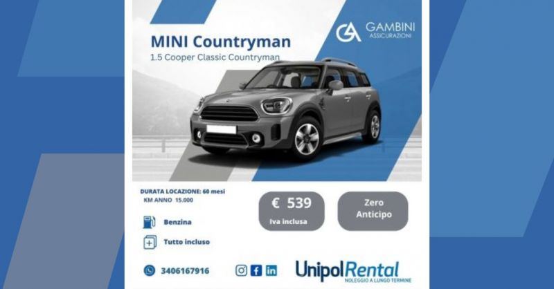 Promozione del mese auto Mini Countryman benzina noleggio a lungo termine Terni
