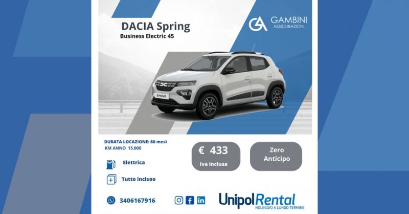 Promozione auto DACIA Spring a noleggio lungo termine Terni