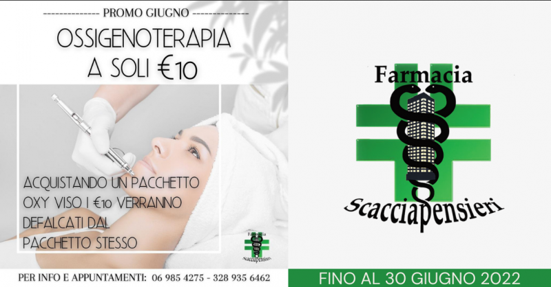 Offerta trattamento di ossigenoterapia viso in farmacia Nettuno - promozione ossigenoterapia viso Roma
