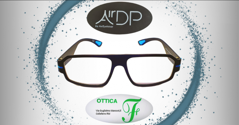 OTTICA F - Offerta occhiali da vista da uomo marchio Airdp con montatura rettangolare nero e azzurro