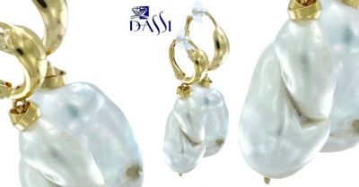 dassi gioielli offerta orecchini pendenti argento dorato 925 e 2 perle scaramazza pezzi unici