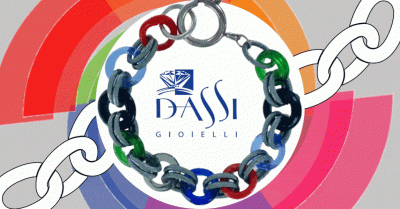 offerta vendita online bracciale con rondelle di vetro di murano e anelli alluminio martellati