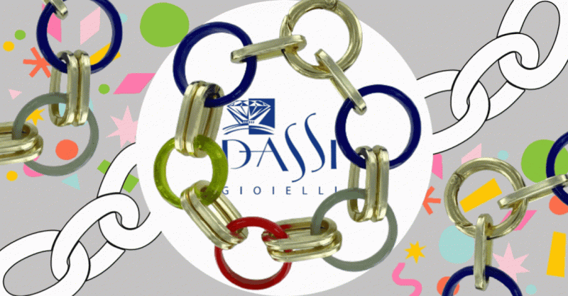 Offerta vendita online bracciale con anelli vetro di Murano catena alluminio e chiusura zama