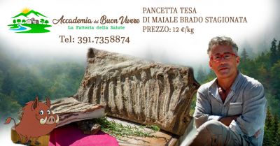 offerta pancetta tesa di maiale nero sabino stagionata venduta sottovuoto in tranci terni