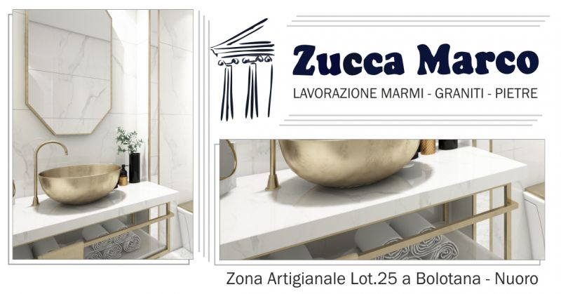 Zucca Marco - offerta top in marmo bianco per lavabo bagno