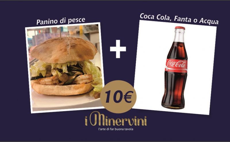   offerta panino di pesce e bibita