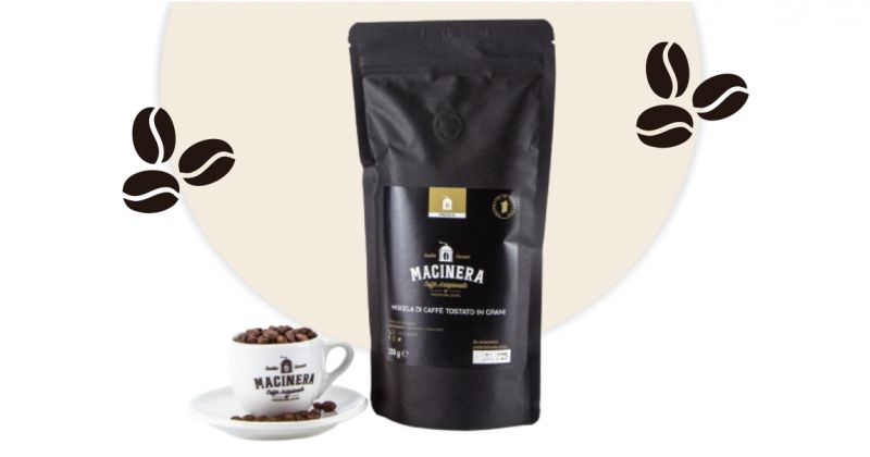   MACINERA - offerta Caffe artigianale tostato in grani confezione richiudibile 250 grammi