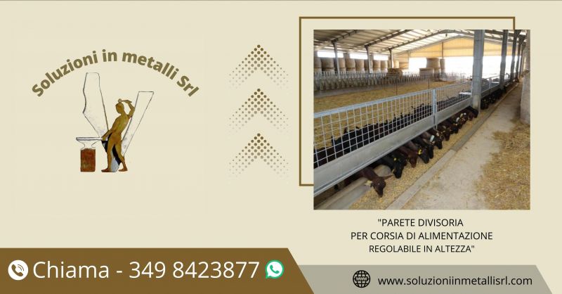   SOLUZIONI IN METALLI Italia - offerta parete divisoria corsia alimentazione ovini  caprini altezza regolabile