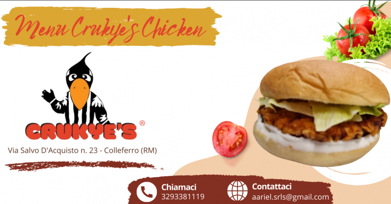 CRUKYE S Offerta menu chicken burger Colleferro - promozione chicken burger con patatine Roma