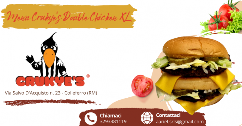 CRUKYE S Offerta doppio burger di pollo Colleferro - promozione menu double chicken XL Roma