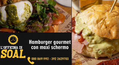  offerta hamburgeria gourmet zona poggiofranco bari promozione hamburger e maxi schermo per le partite di calcio bari