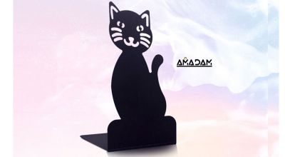 offerta fermalibri in acciaio nero gatto promozione fermalibri gatto tagliato laser
