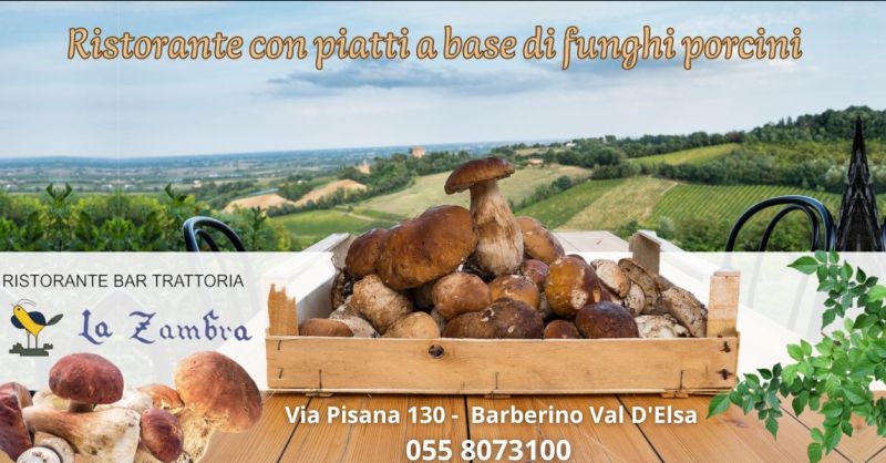 offerta ristorante con piatti a base di funghi porcini