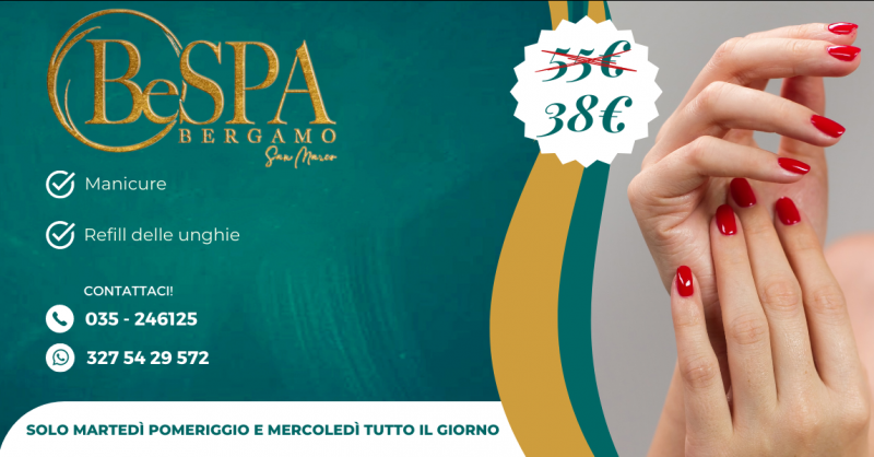 Occasione servizio refill unghie con manicure inclusa Bergamo
