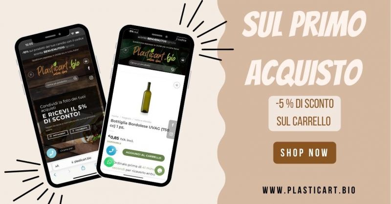    PLASTICART.BIO -  offerta bottiglia bordolese scura per imbottigliare vino