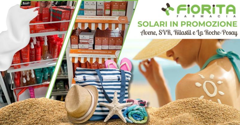 Farmacia con creme solari in offerta