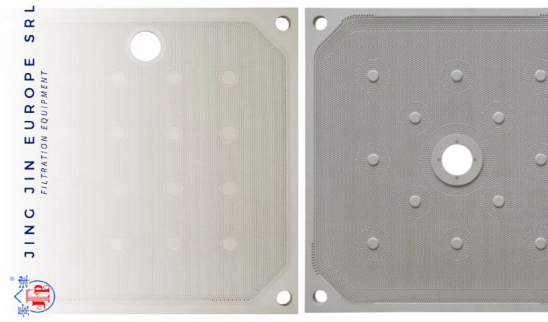  Placas de filtro de polipropileno PPH 1500x1500 para filtro prensa de alimentación central o superior con una presión de 21 bar