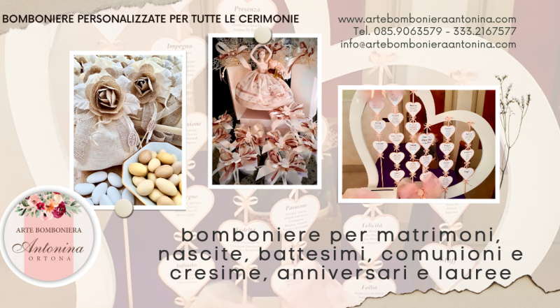Offerta bomboniere per matrimoni Chieti – occasione realizzi bomboniere per battesimi cresime laure Chieti