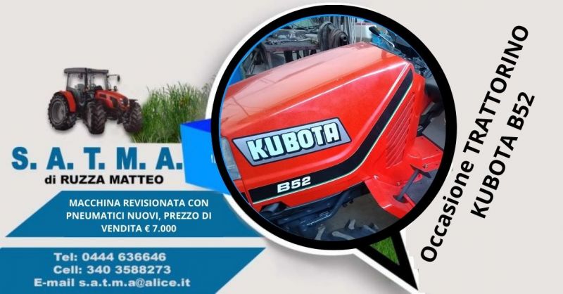 Occasione vendita trattorino Kubota B52 usato come nuovo Vicenza provincia