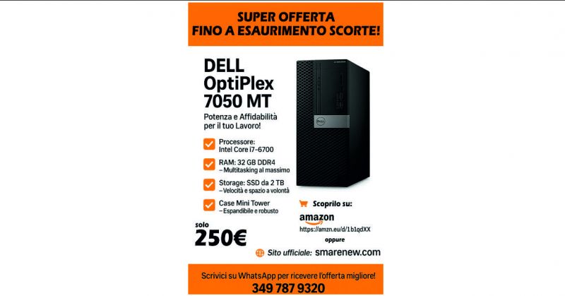 Offerta PC DELL OptiPlex 7050: i7, 32GB RAM, 2TB SSD a Prezzo Imbattibile