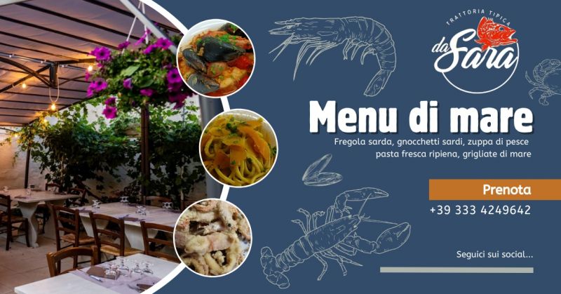 Ristorante menu di mare con veranda e giardino Olbia
