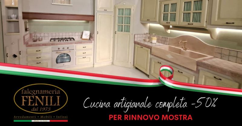 Promozione cucina in legno artigianale completa elettrodomestici in sconto