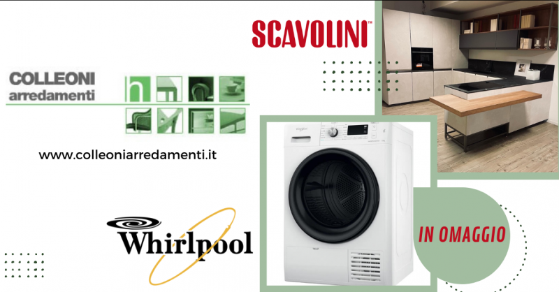 Offerta cucina con asciugatrice Scavolini a Bergamo e provincia - promozione cucina con frigo e asciugatrice a marchio Whirlpool Curno