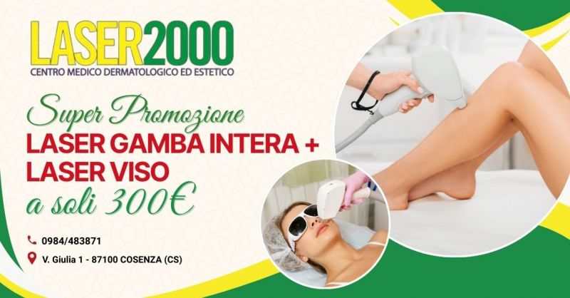 epilazione laser gambe e viso in offerta
