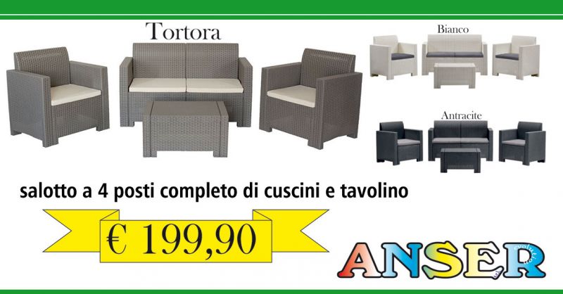  OFFERTA SALOTTO GIARDINO 4 POSTI DA GIARDINO – PROMOZIONE DIVANO CON TAVOLO DA GIARDINO