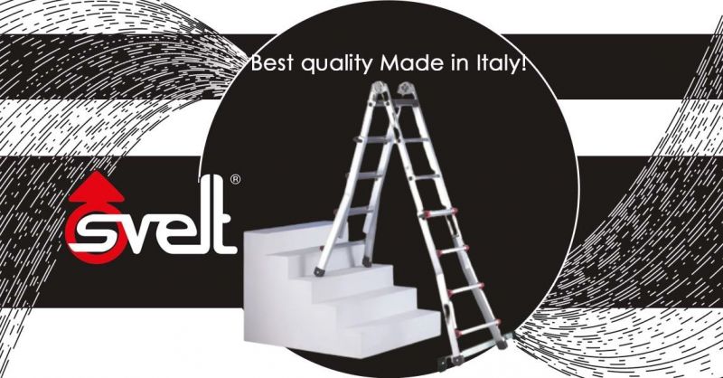 Hochwertige 100 % Made in Italy Scalissima, eine 3-in-1-Teleskopleiter mit schneller Positionierung der Scharniere für den professionellen Einsatz