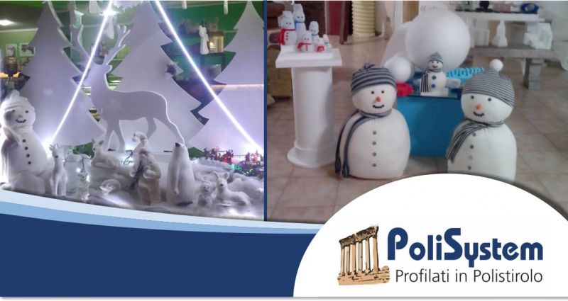 POLISYSTEM - OFFERTA ADDOBBI NATALIZI POLISTIROLO ALLESTIMENTO VETRINE SPAZI ESPOSITIVI