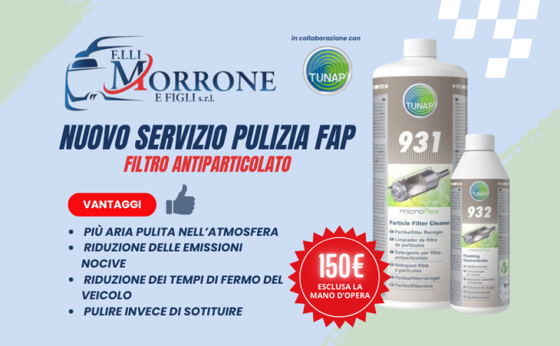 servizio di pulizia filtro antiparticolato intasato
