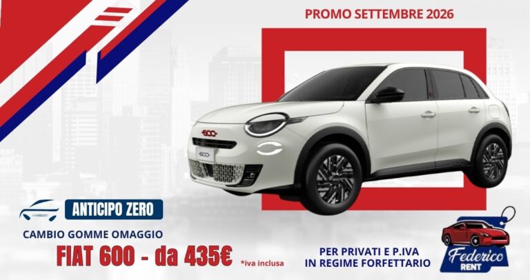 Noleggio a lungo termine Fiat 600 a Lecce da Federico Rent