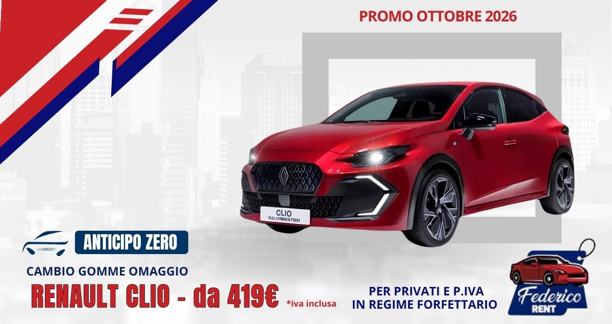 noleggio a lungo termine renault clio per regime forfettario a lecce da federico rent